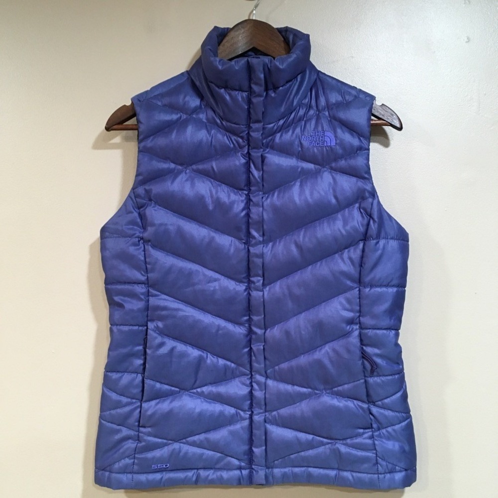 The North Face Womens S Aconcagua 550 Down Puffer Vest Blue Purple Jacket‎ Hike